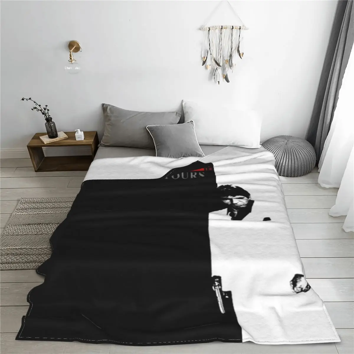 SCARFACE Movie Blanket Flannel Print Black and White Multifunction Lightweight Thin Throw Blanket for Bedding Car Be