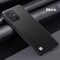 EUCAGR Luxury Leather Shockproof Soft Back Phone Case - Premium Plain Skin Design for MOTO G84 (Black)