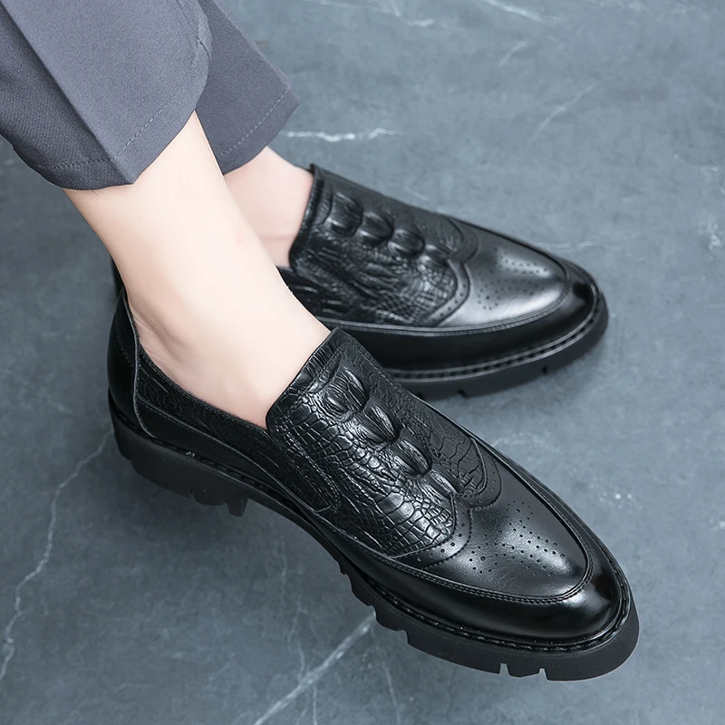STRONGSHEN Men Casual Leather Shoes Breathable Leather Loafers Business Office Shoes Fashion Driving Moccasins Slip On Shoes