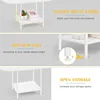 White Coffee Table for Living Room, Small Oval Coffee Table with Storage and Wood Tabletop, Mid Century Round 4