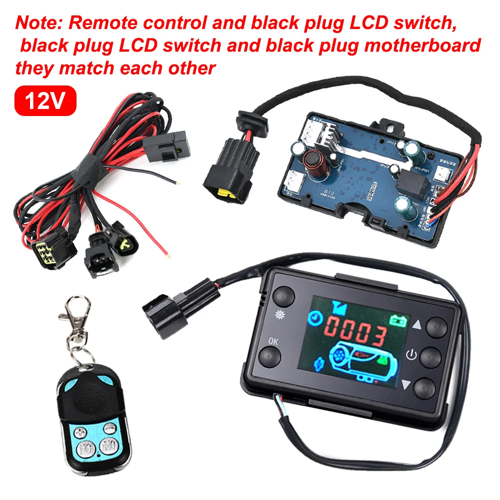 Air Heater Diesel Heater Parts For 12V 5KW Control Board Motherboard LCD Monitor Switch+Remote Control Car Air Diesel Parking Heater Car Heater Accessories