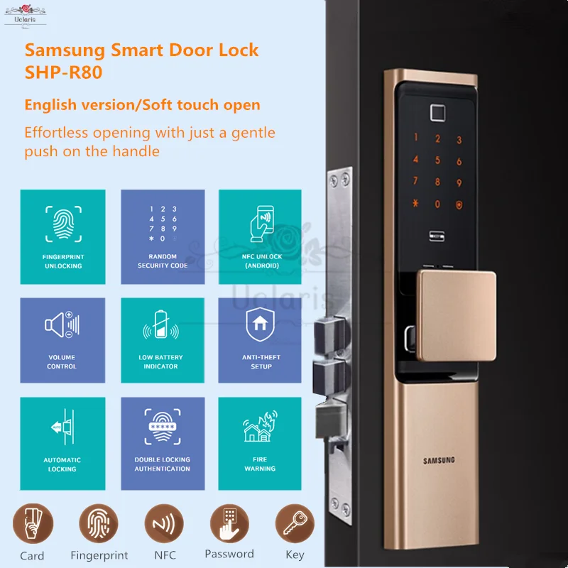 

Samsung Smart Digital Fingerprint Lock SHP-R80 Home Automatic Push Pull Handle Anti-theft Door Electronic Password Doorlock