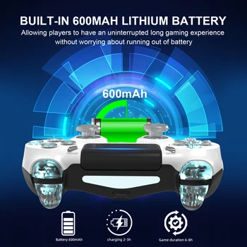 GAMINJA Wireless Game Controller For PS4 PS3 Console Computer PC RGB Light LED Bluetooth Gamepad 6-axis Gyroscope Dual Vibration 4