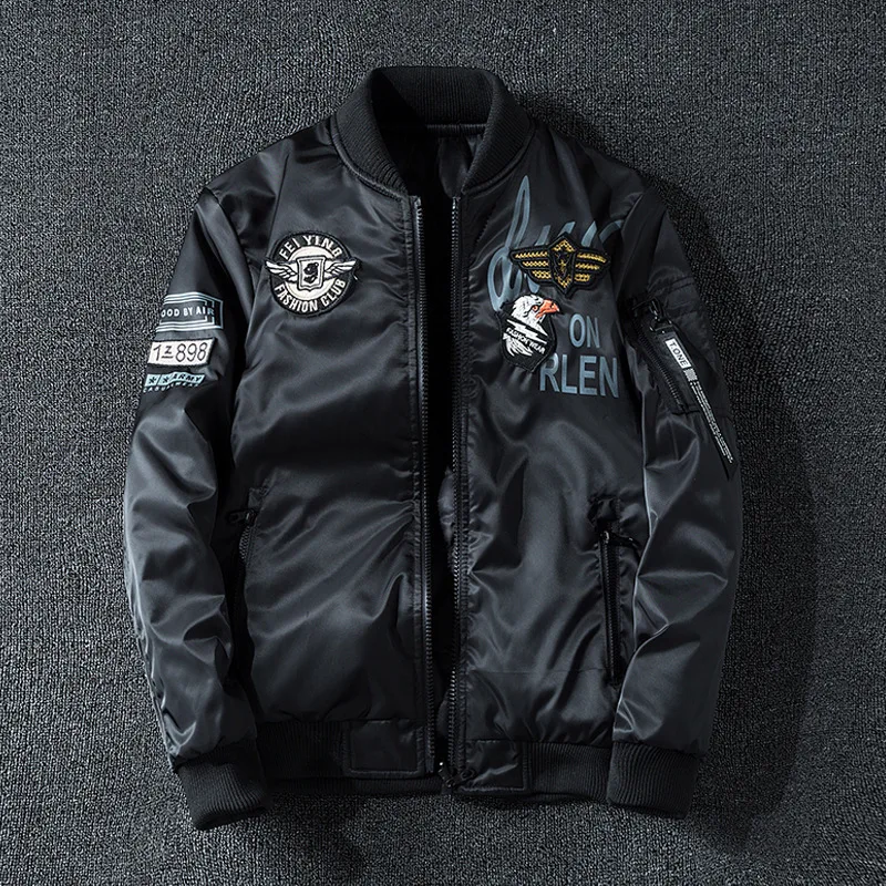 Plus Size Double-sided Wear Jacket Men Air Force Bomber Jacket Autumn and Winter Baseball Uniform Casual Loose Thick Warm Coat