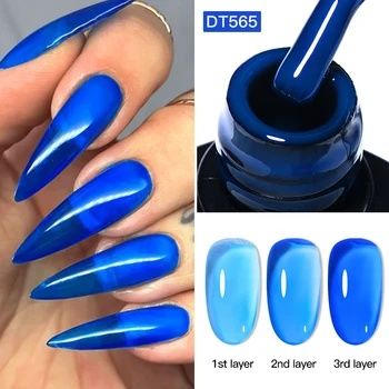 MEET ACROSS 7ml Blue Glass Nail Art Jelly Nude Gel Smalto Semi Trasparente Primavera Estate Unghie Soak off UV LED Gel Vernice 1