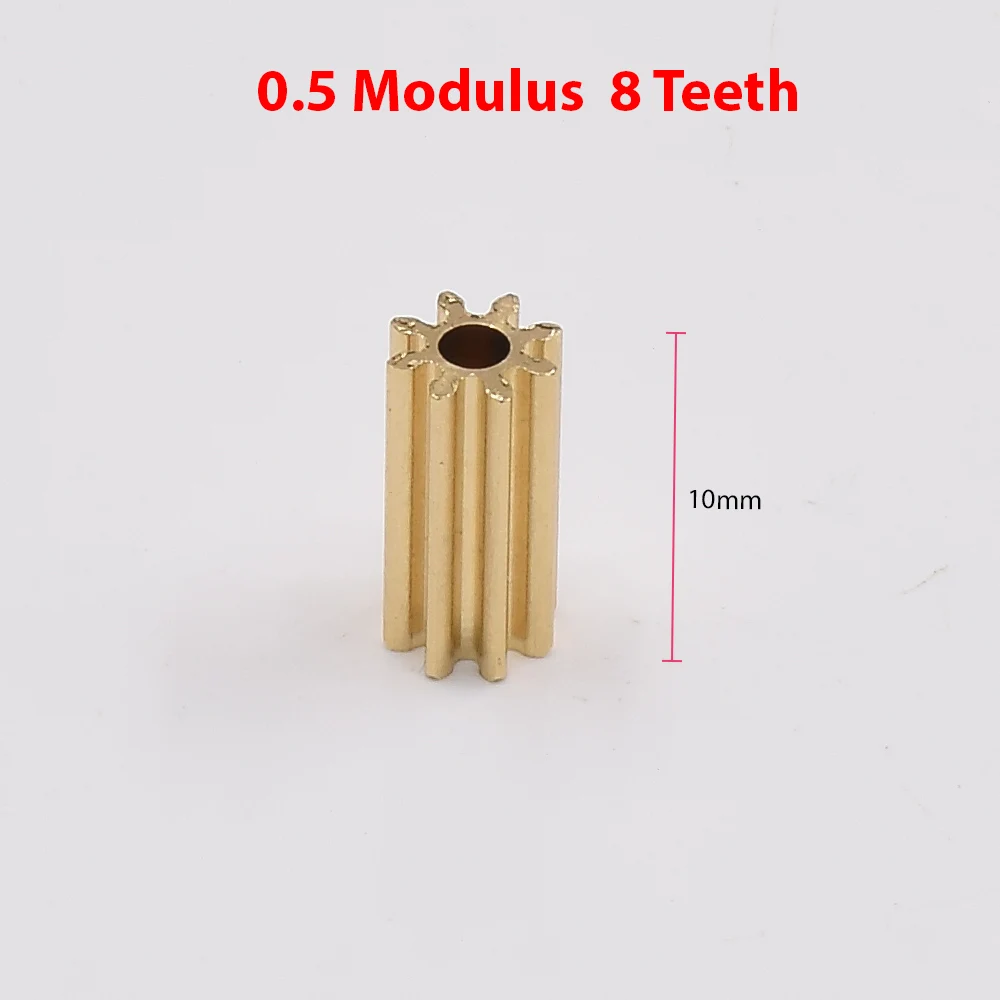 Metal Copper Brass Gear 8T Teeth 10mm Height Brass Pinion Gear motor gear transmission gear Fit 2mm Shaft RC Toy Car
