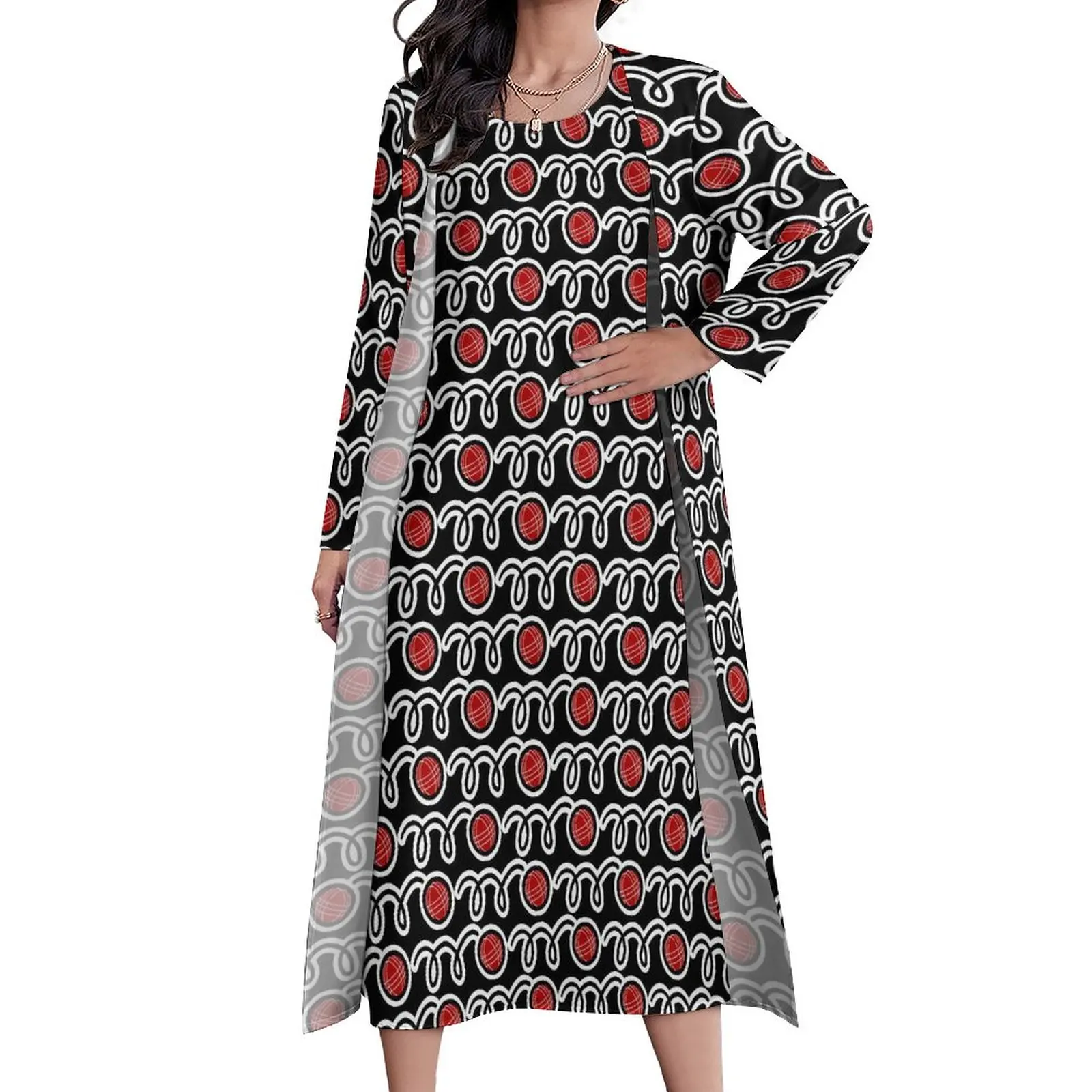 

Bocce Ball Dress Cute Balls Print Night Club Maxi Dress Street Fashion Boho Beach Long Dresses Autumn Two Piece Graphic Clothing