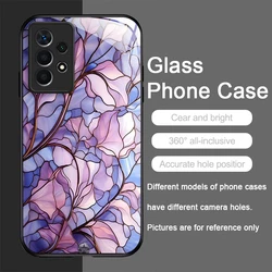 Luxury Flower Marble Texture Tempered Glass Phone Case, Hard Cover - Samsung A23 4G (PT - P1012T1)