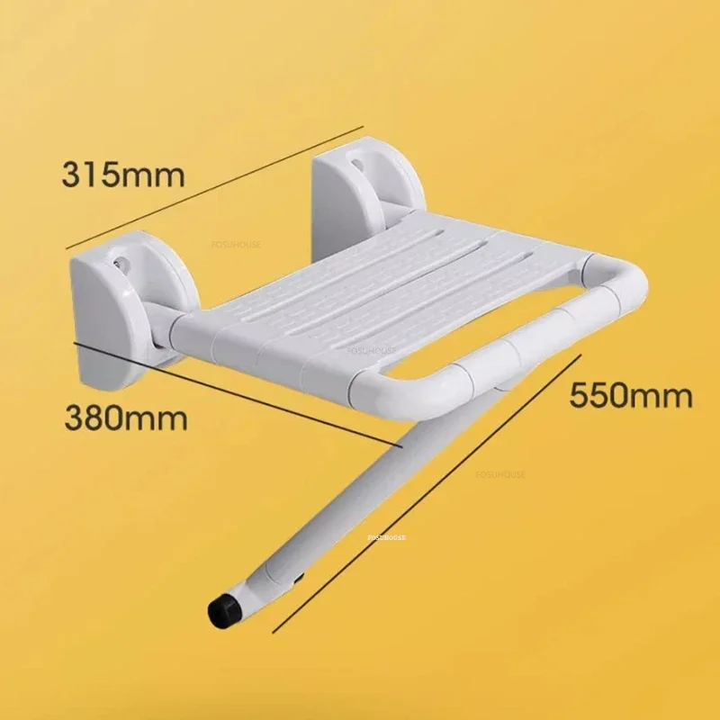 Simple Shower Chair Wall-mounted Bathroom Seats Modern Home Folding Metal Bathroom Chair Barrier-free Special Shower Room Seat 6
