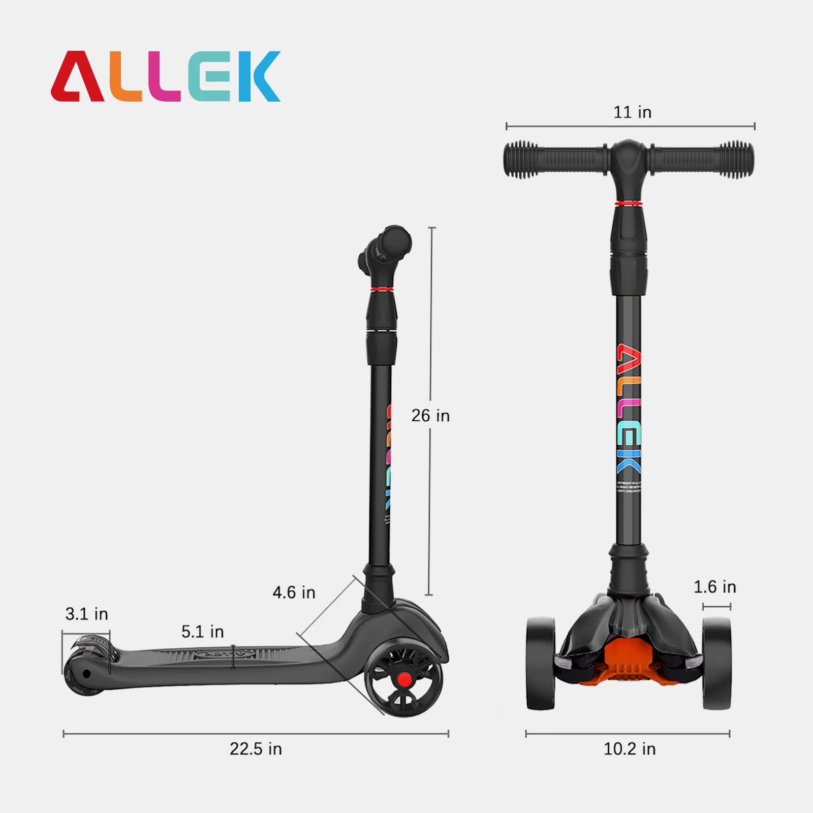 Allek-patinete para niños de 3 a 12 años, Scooter con tres ruedas de Flash,  Altura ajustable de 4 niveles, color rosa - AliExpress