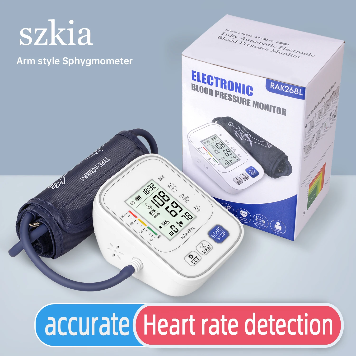 Szkia Digital Blood Pressure Monitor Presion Arterial Medical Health Equipment Sphygmomanometer Arm Sphygmomanometer