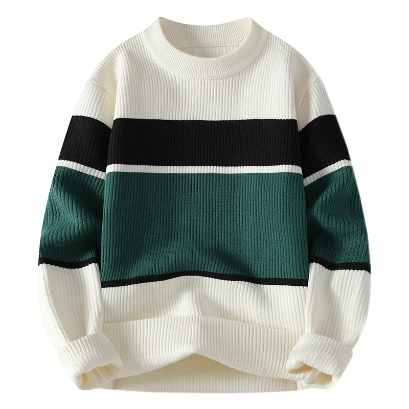 2024  Winter Fashion Sweater Men  Casual Knit Pullovers Mens Thick Warm  Loose Knitted Sweaters O-Neck Streetwear Man 5