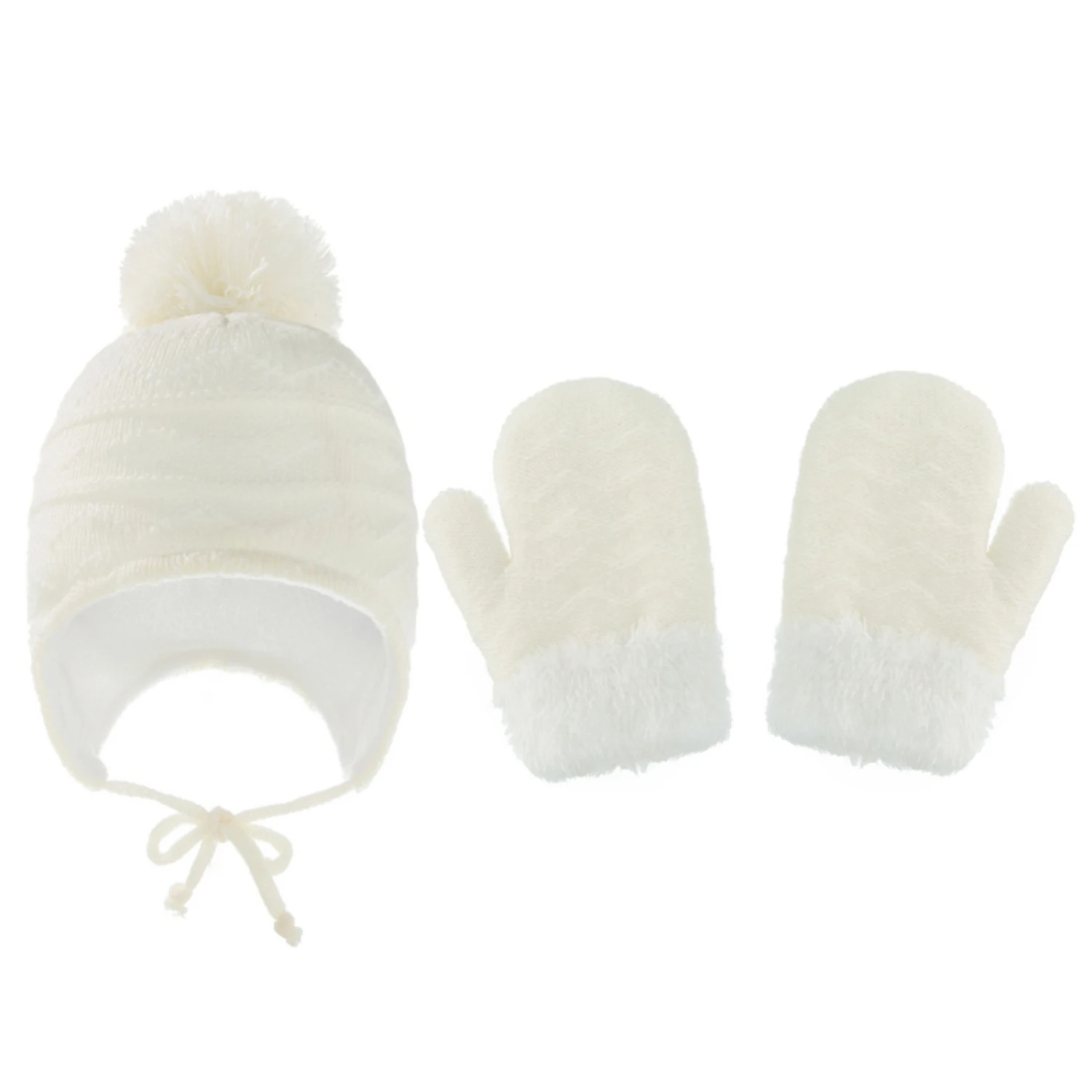 Winter Autumn Baby Knitted Beanies Cap And Gloves Sets Kids Girls Boys