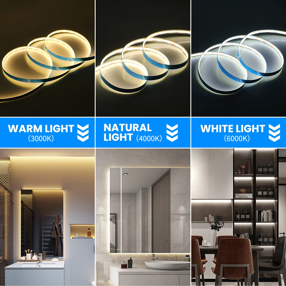DC 12V 24V COB LED Strip Light 320 480 528 LEDs Flexible Sb34428d1261441b1995c7ef86a94bd14D
