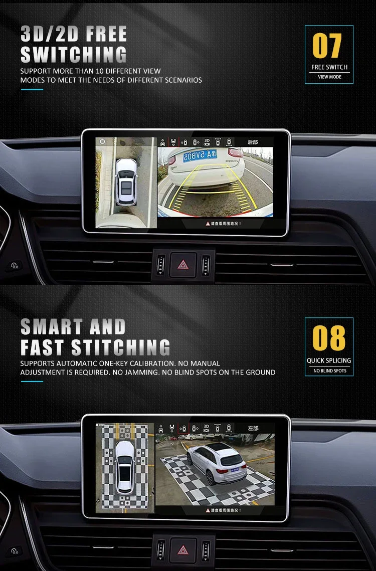 1080P Car 3D 360 camera panoramic Camera Dynamic trajectory Driving Panorama recorder Bird View Parking Front Rear DVR Surround