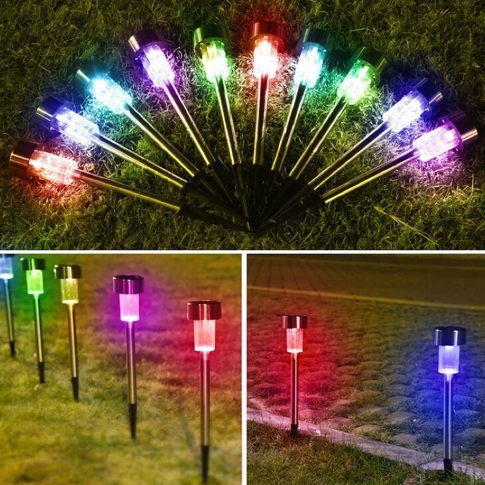 Solární outdoorové světel 7 barva sad světel vodotěsný krajina běžící pás ráhno backyard trávník patio dekorační LED lampa