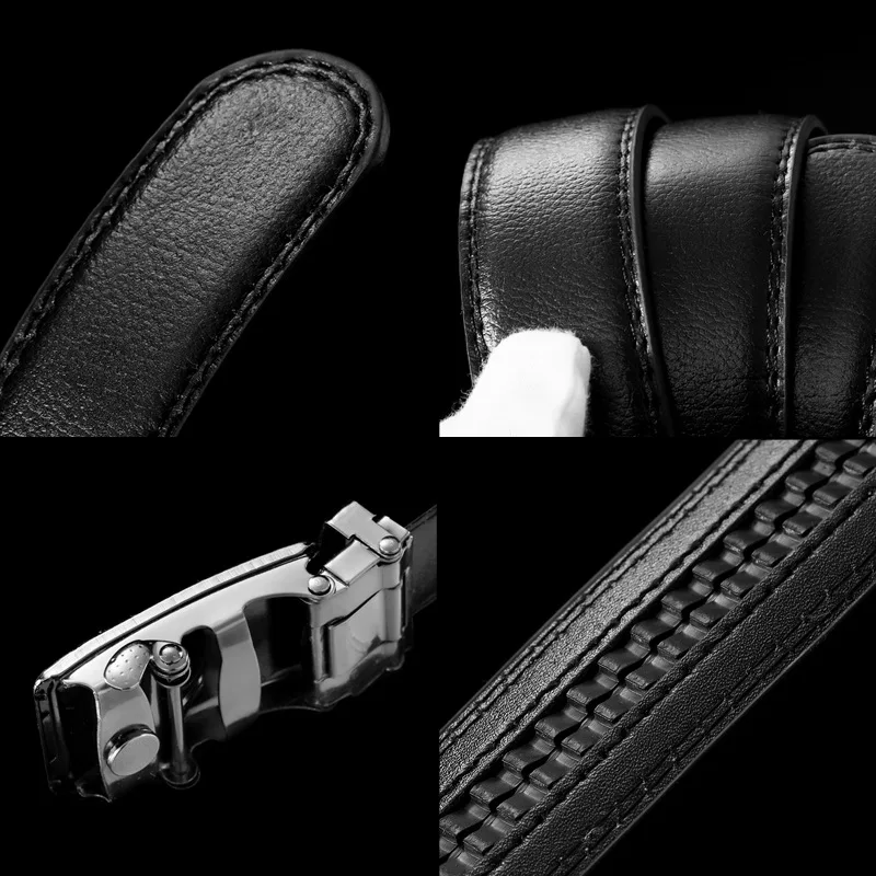 Mens Black PU Leather Automatic Buckle Business Belt - Top Quality Waistband for Jeans