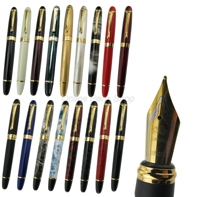 Jinhao X450 Golden Clip 18 KGP 0.5mm Medium Nib Fountain Pen Full Metal Multicolor For Choice Writing Ink Pen jinhao 159 metal big size multicolor for choice fountain pen 18kgp medium nib 0 7mm silver