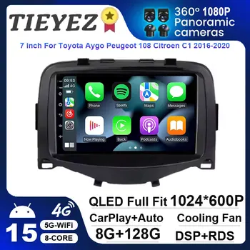 7 pollici Android 15 Auto Carplay GPS Stereo per Toyota Aygo Peugeot 108 Citroen C1 2016-2020 Multimedia Autoradio con Navigazione