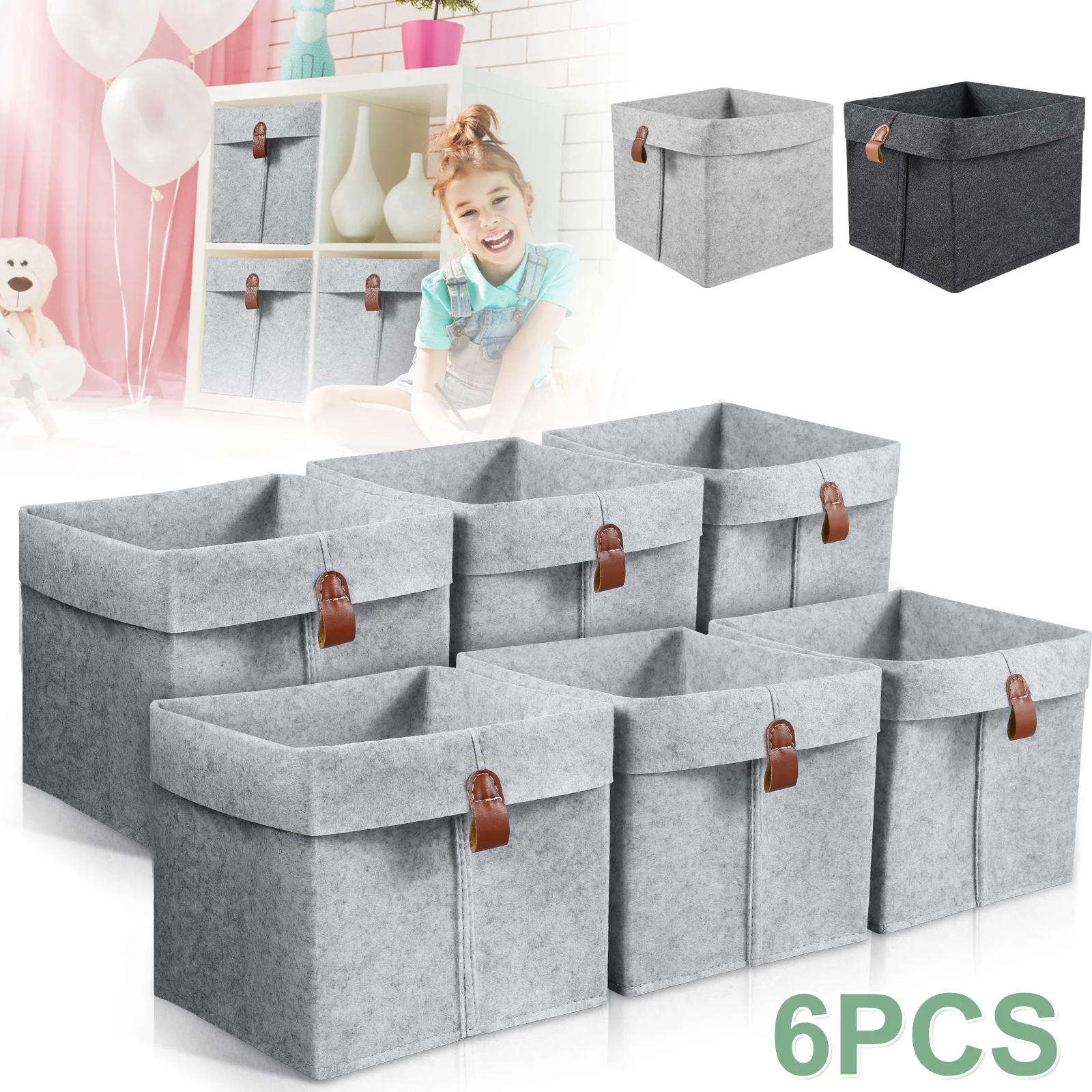 6Pcs Fabric Cube Foldable Storage Organizers Clothes Blanket Organizer Box  Closet Storage Bins with Hanging Ring Toys Basket Hot - AliExpress, image size:1600x1600