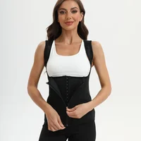 Women's Sports Shapewear Underwear Belted Slimming Body Suit Fitness Shape up Vest with Shoulder Straps Buckles Tummy Control