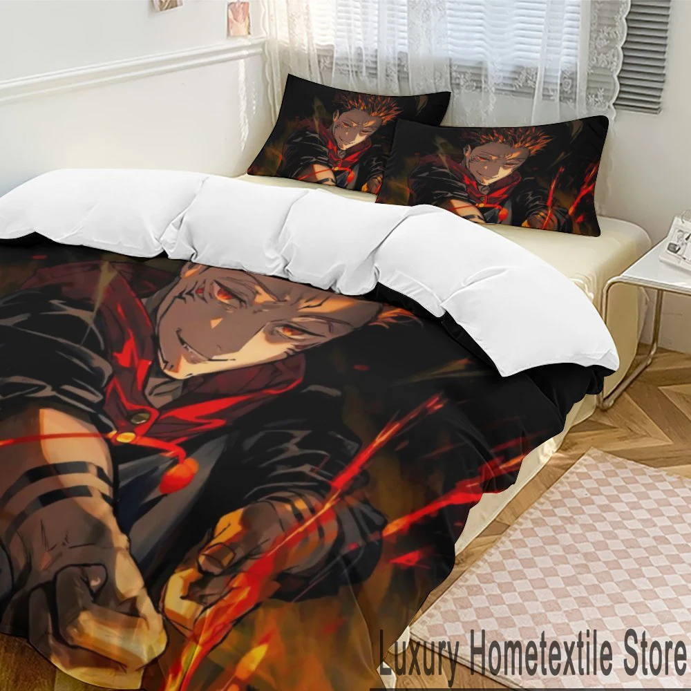 Anime Jujutsu Kaisen Bedding Set Duvet Cover Bed Set Quilt Cover Pillowcase Comforter king Queen Size Boys Adult Bedding Set 6