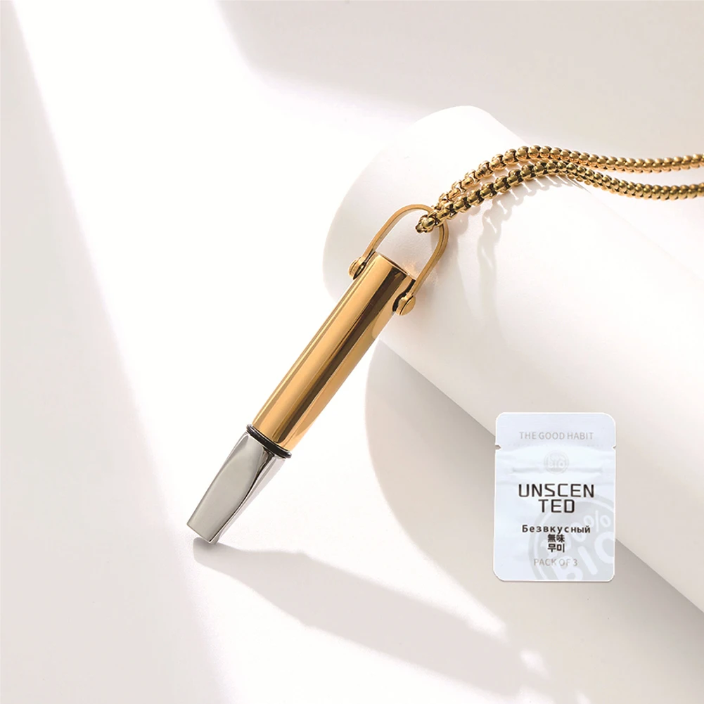 Stainless Steel Breathing Resistance Whistle Necklace for Anxiety Relief