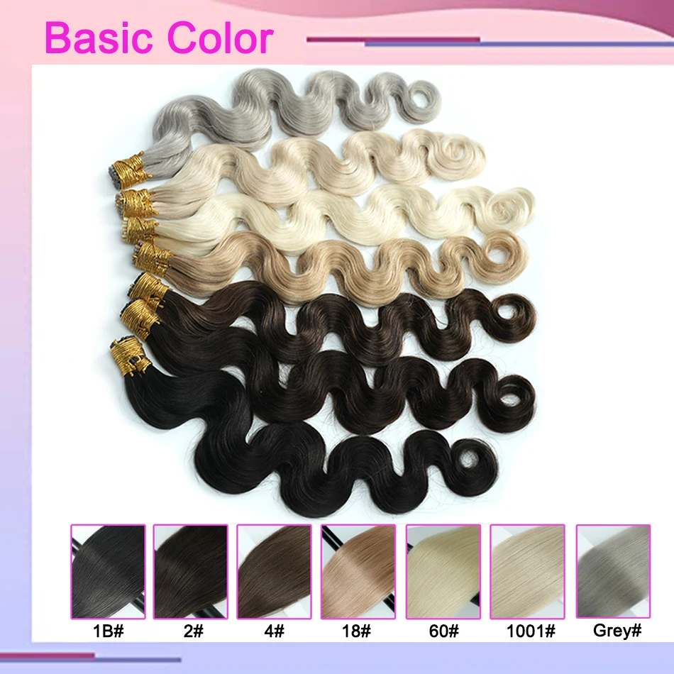 I Tip Hair Extensions Human Hair Wavy Dirty Blonde Human Natural Extensions Pre Bonded Fusion Extension Full Head 18#
