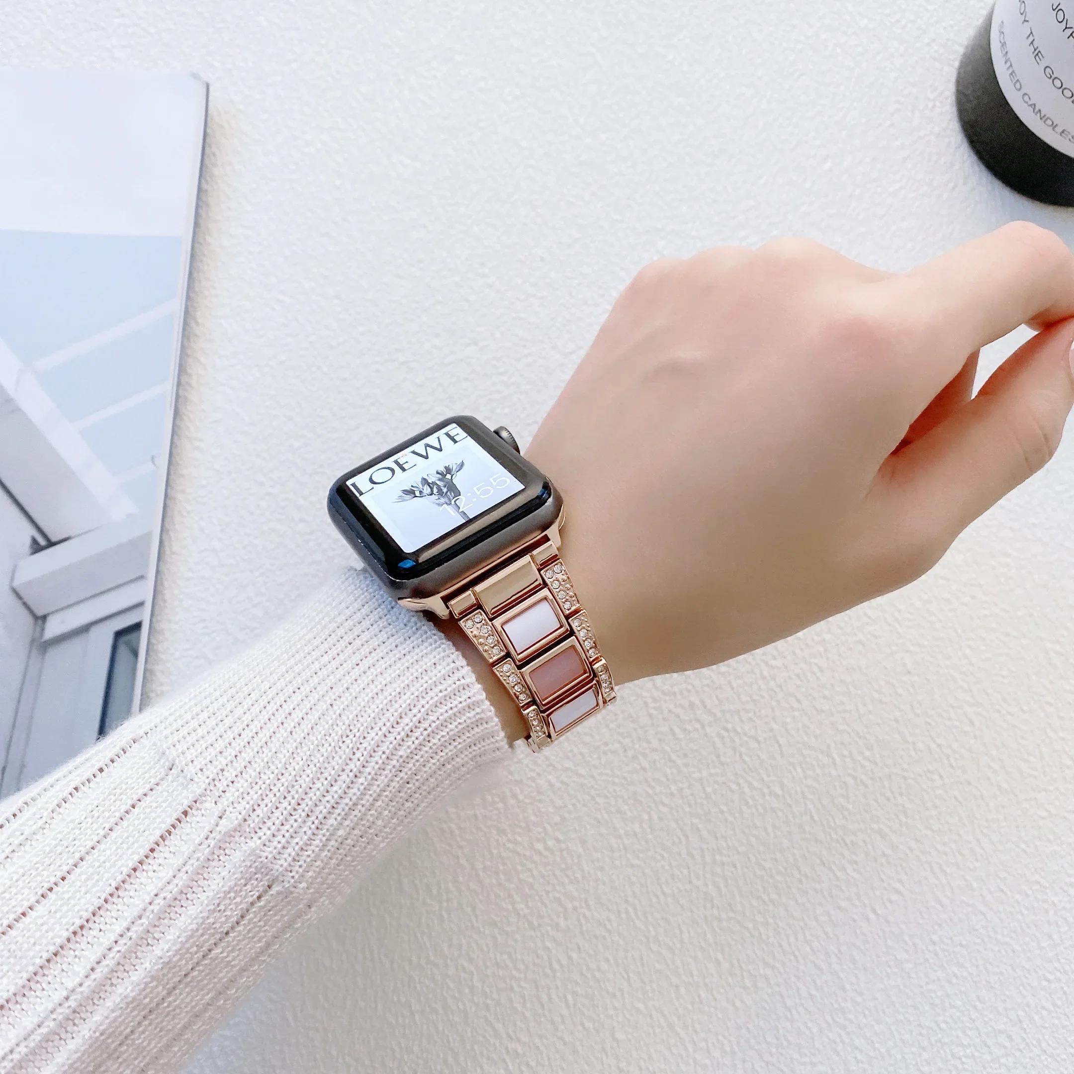 Metal+Resin Strap For Apple watch 49mm 45mm 41mm 44mm Women Diamond Bracelet Band iWatch Ultra 8 7 6 5 4 SE 40mm 42mm 38mm Belt