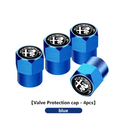4 - Piece Car Tire Valve Protection Dust Cap Set (Blue - 4PCS)