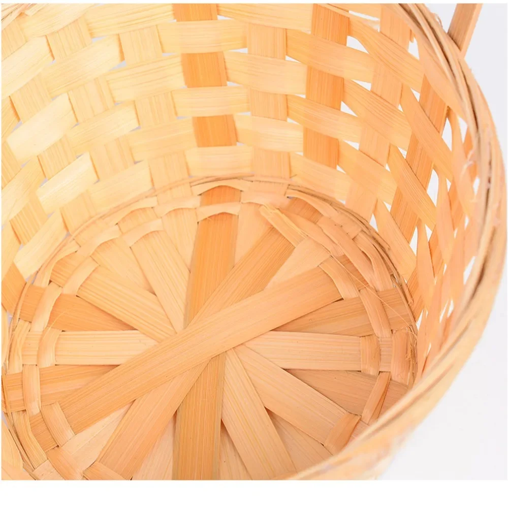 New Handmade Storage Basket Kitchen Accessories Durable Rattan Fruit Basket Multifunction Long Handle Bamboo Flower Basket 4