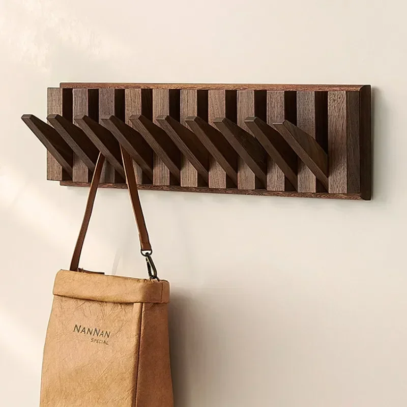 

Hanging Multi-scene Holder Holder Porch Rack Key Solid Wall Bag Clothes Wood Towel Hook Household Flip Design Applicable To