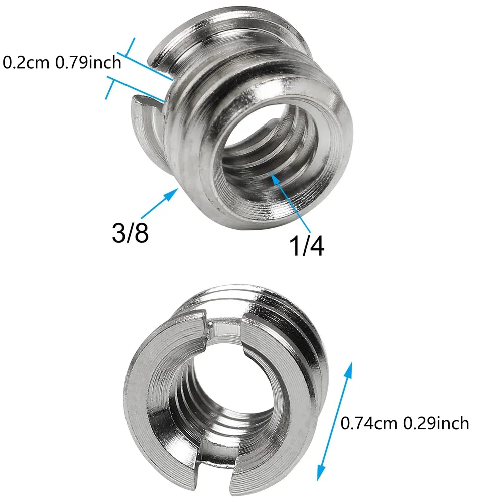 5개 1/4-20 암나사에서 3/8-16 수나사 삼각대 나사 어댑터 스테인리스 스틸 표준 나사 변환기 DSLR 카메라 모노포드 스탠드용