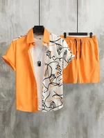 2024 Summer Men S Short Sleeved Shirt Beach Shorts Set Outdoor Everyday Men S Summer Shorts.jpg