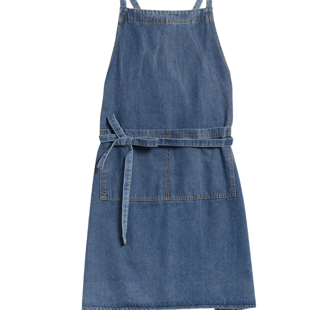데님 앞치마 주방 요리 Pinafore 그림 앞치마 케이터링 작업복 원예 유니폼 꽃 가게 Pinny Smock Y0522