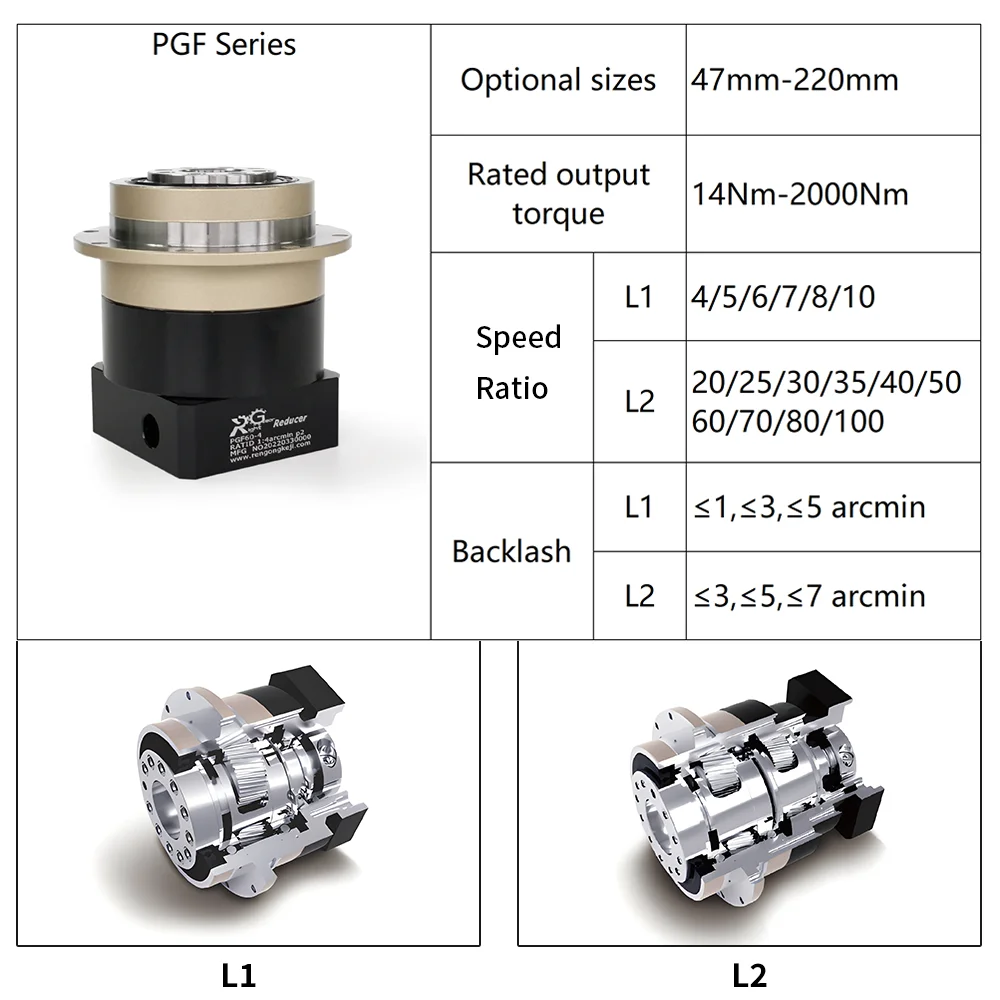 PGF60 200W 400W Servo Motor High Precision Flange Output Planetary Gearbox Helical Gear Planetary Reducer Gearbox Speed Reducer planetary reducer