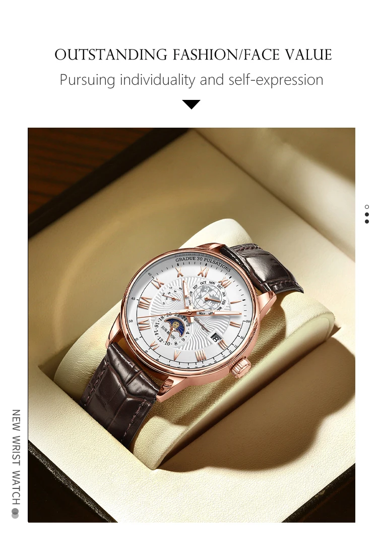 2022 New Men Watches  Fashion Leather Waterproof Luminous Top Brand Luxury Mens Quartz Wristwatch Men Relogio Masculino+box