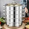 Stainless Steel 28-40CM Steamer: Large Capacity, Multi-layer, Heat-insulated - Perfect for Home & Commercial Use 4