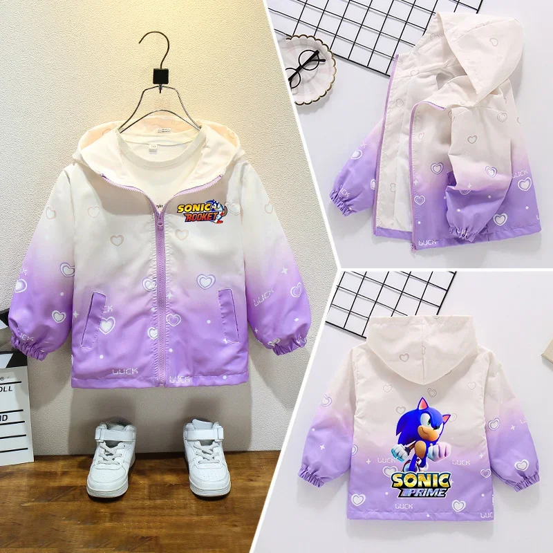 thumbnail image 1 of Chaqueta de manga larga para niñas de Sonics, cortavientos, ropa holgada con estampado, chaqueta de manga larga con cremallera, abrigos a prueba de viento, chaquetas para bebés, 1 of 5