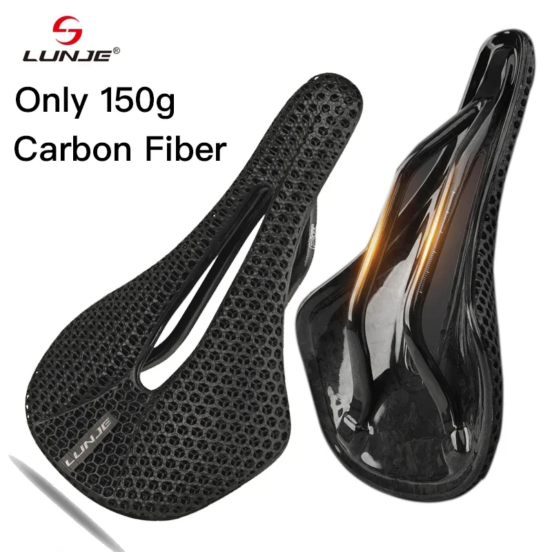 

Ultralight 150g Carbon Fiber 3D Printed Bicycle Saddle Breathable MTB Mountain Road Bike Hollow Honeycomb Cushion Soft Seat