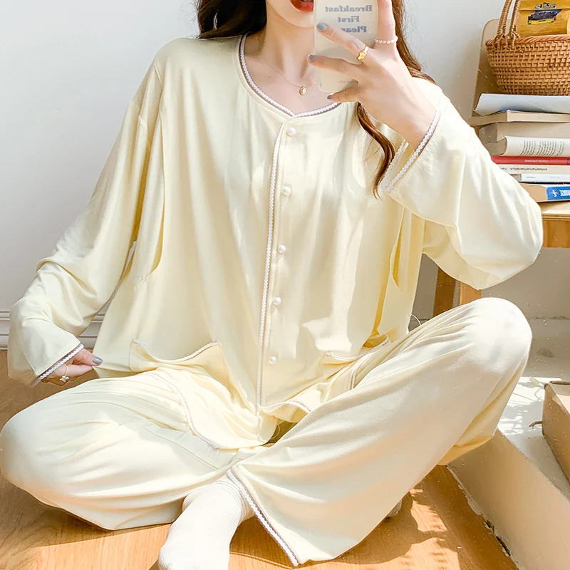 

Thin Soft Modal Cotton Maternity Nursing Sleepwear Sets Loose Pajamas Clothes for Pregnant Women Pregnancy Hospital Home Wear