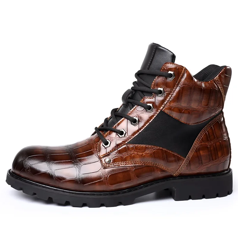 Spring Autumn Men Leather Boots Fashionable Mid Top EUR Size 38-48