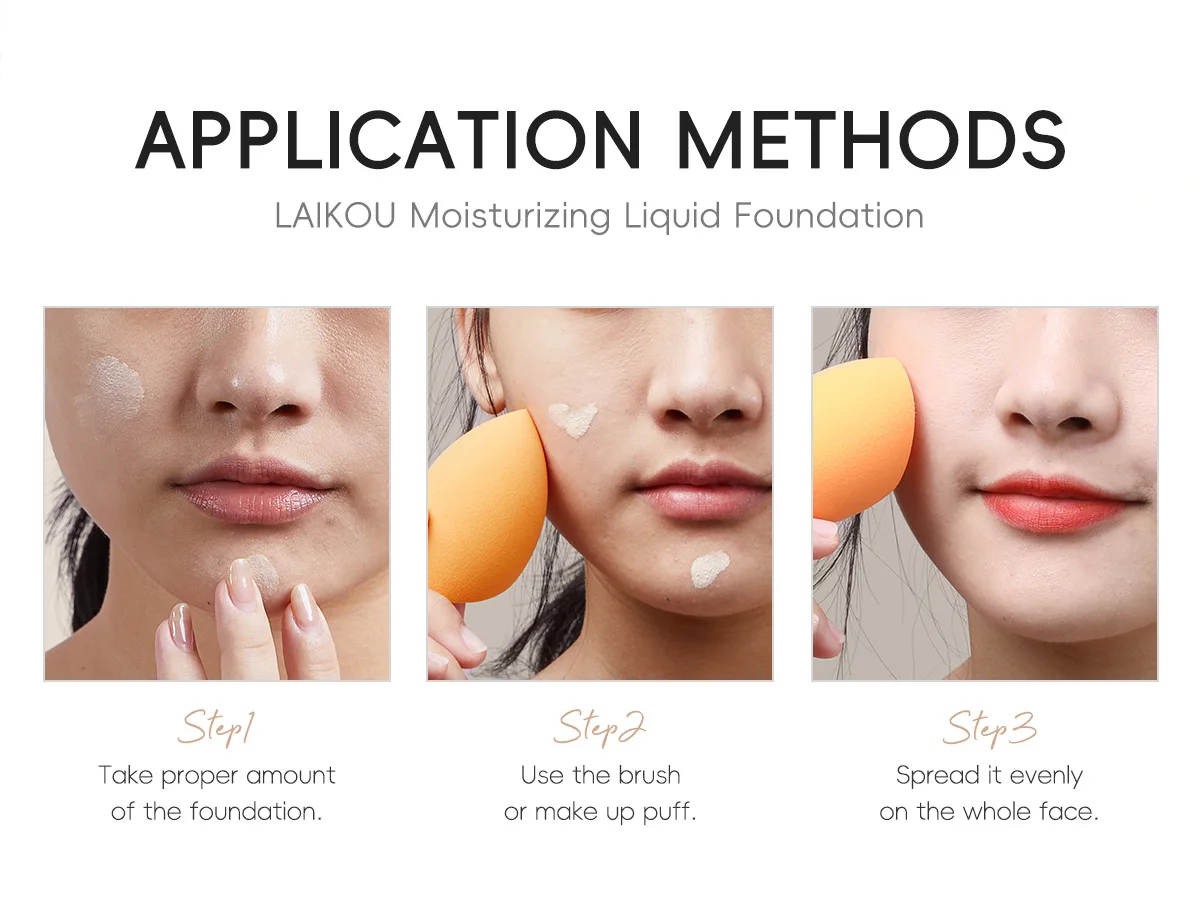 Description Picture 4 of itemLAIKOU 3 Colors Long-lasting Face Foundation Cream Waterproof Concealer Liquid Even Skin Tone Professional Base Makeup Cosmetics