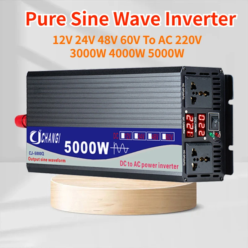 Inverter A Onda Sinusoidale Pura 12V 220V 3000W 4000W 5000W Inverter Solare Per Auto 12V 24V 48V 60V 72V Trasformatore Convertitore Di Tensione