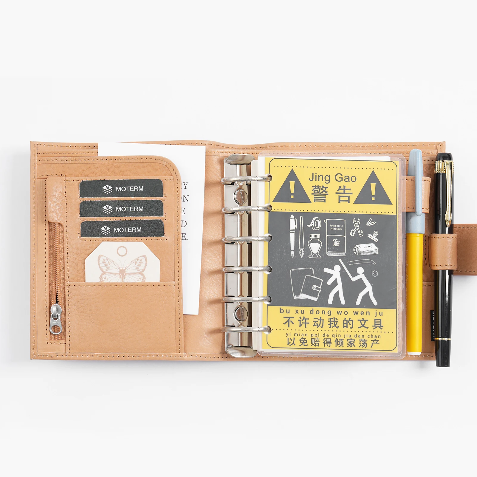 Moterm Full Grain Veg Tan Leather Pocket Luxe 2.0 Rings Planner A7 Notebook with 30MM Rings Agenda Organizer Diary Journal 4