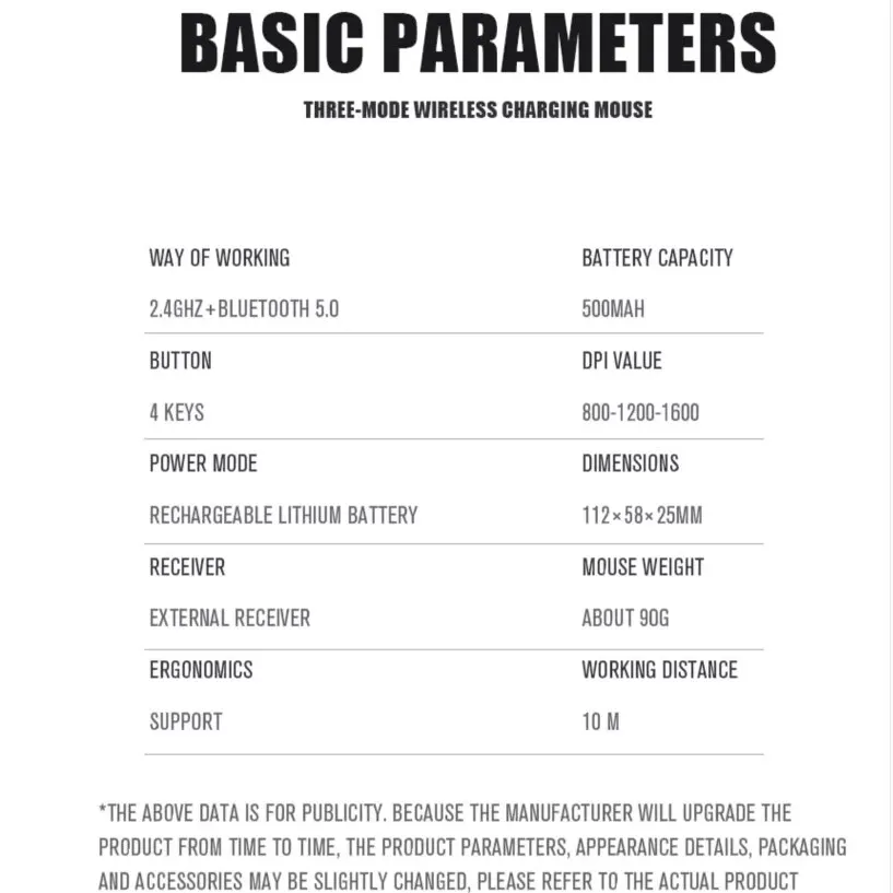 1 PC ITLY Rechargeable Wireless Bluetooth Mouse 2.4G USB Mice For Android Windows Tablet Laptop Notebook PC For IPAD Mobile