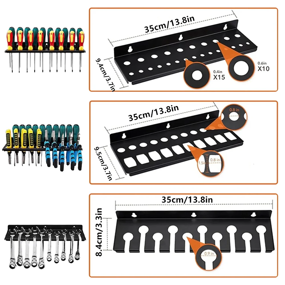 Screwdriver Organizer Tool Holder Pliers Holder Hammer Rack Wrench Organizer Wall Mount Display Rack Rail Hardware Tool Storage-tool storage rack