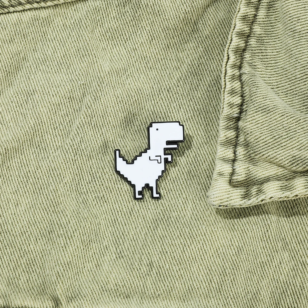 Trex cactus dinossauro sem internet jogo broche pinos esmalte metal  emblemas lapela pino broches jaquetas moda jóias acessórios - AliExpress