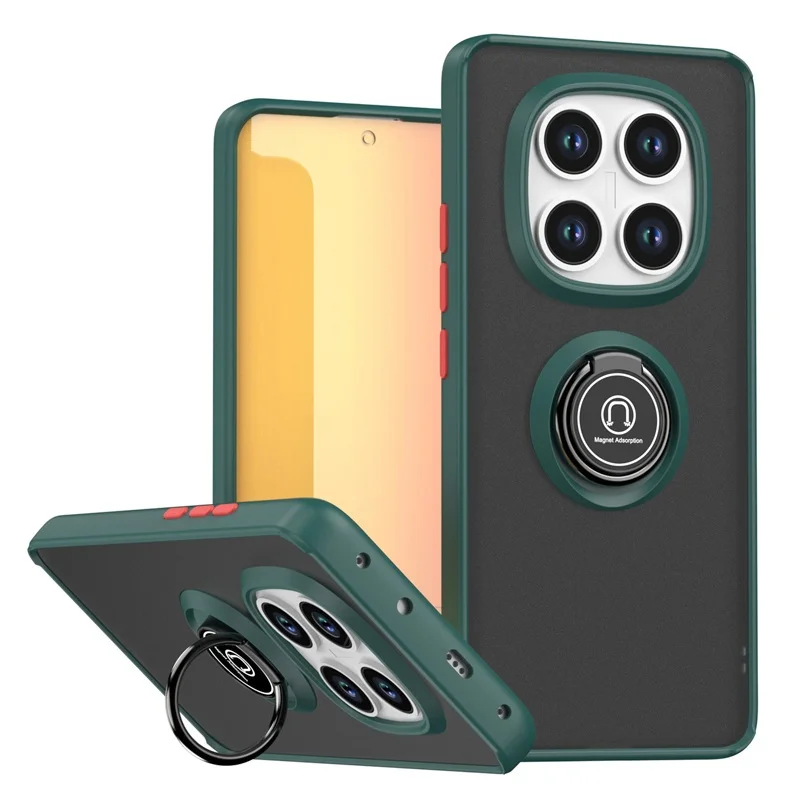 Enhanced Shockproof Armor Case with Matte Hard PC Back and Ring Stand Holder