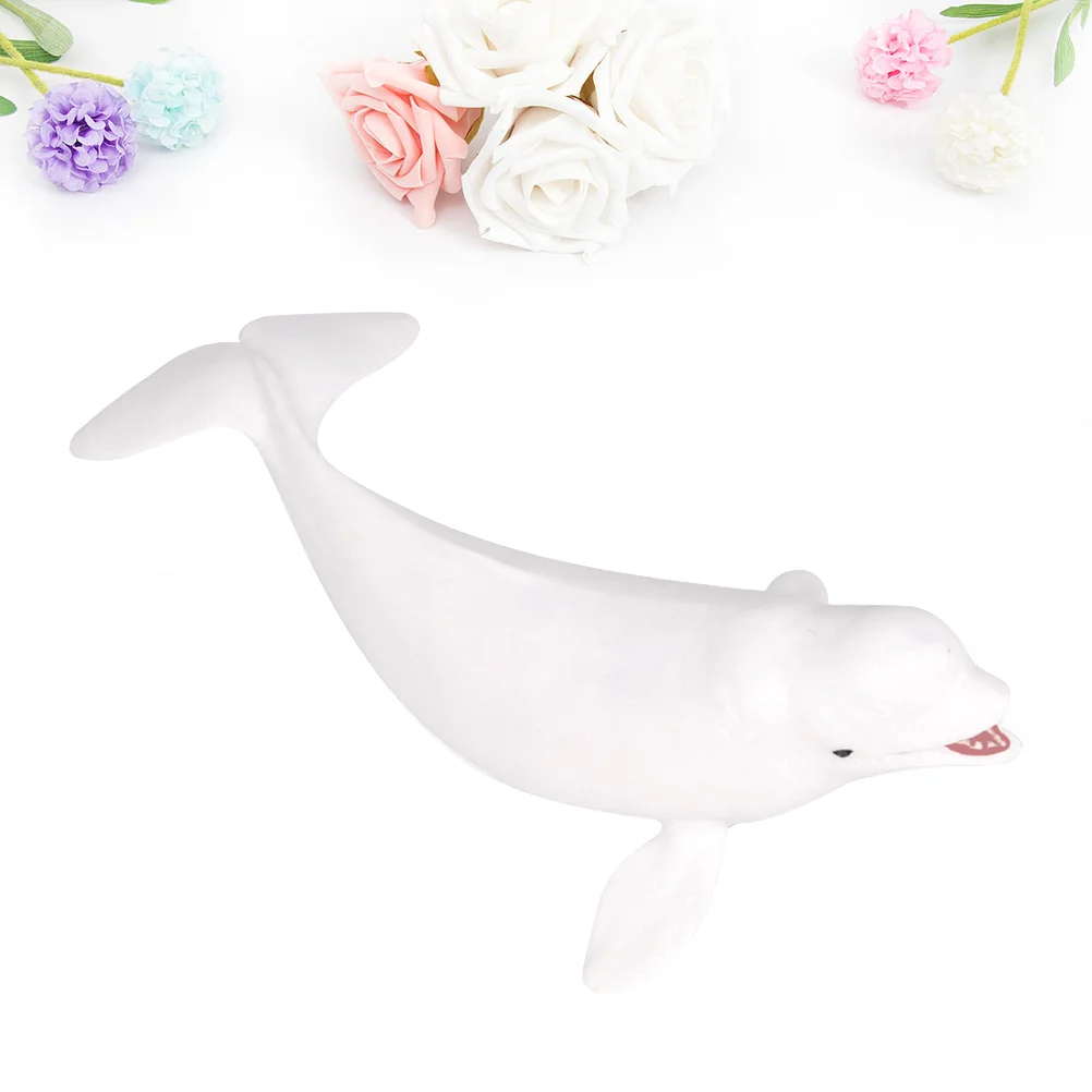 

1PC Simulation Sea Creature White Whale Model Plastic Ocean Animal Decoration Educational Toy for Home Shop White